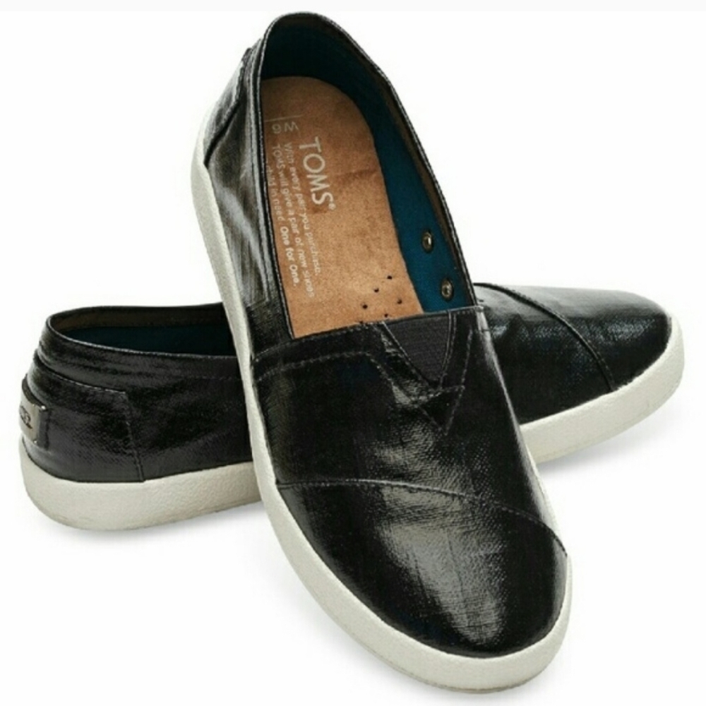 Toms Avalon Black Patent Slip On